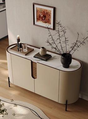 fLE入户玄关柜意式极简岩板餐边柜马鞍皮进门储物柜客厅靠墙储物