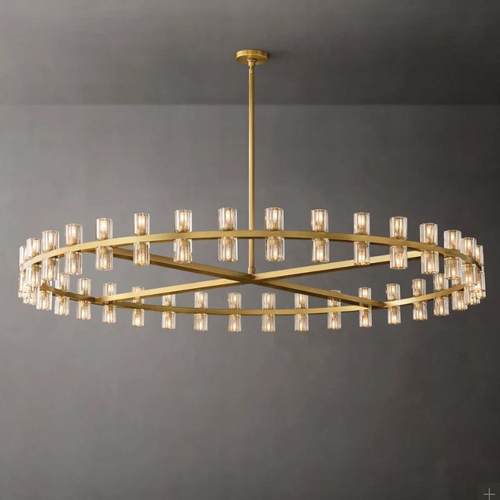 RH客厅吊灯大气家用大厅主灯美式全铜现代极简约客餐厅水晶吊灯