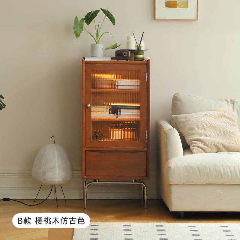 实木书柜客厅沙发不锈钢收纳置物书架书房简约展示储物边柜