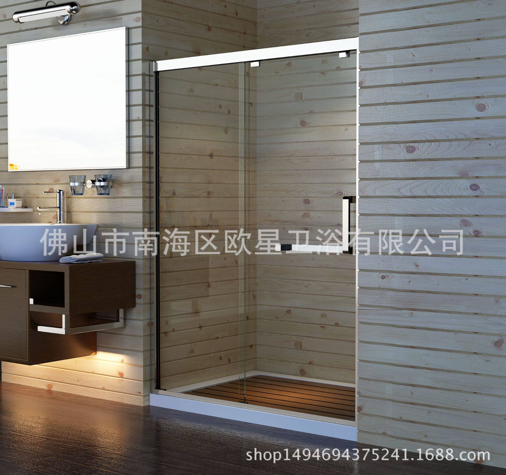 厂家直销304不锈钢一固一活淋浴屏风家装外贸出口加拿大认证浴房