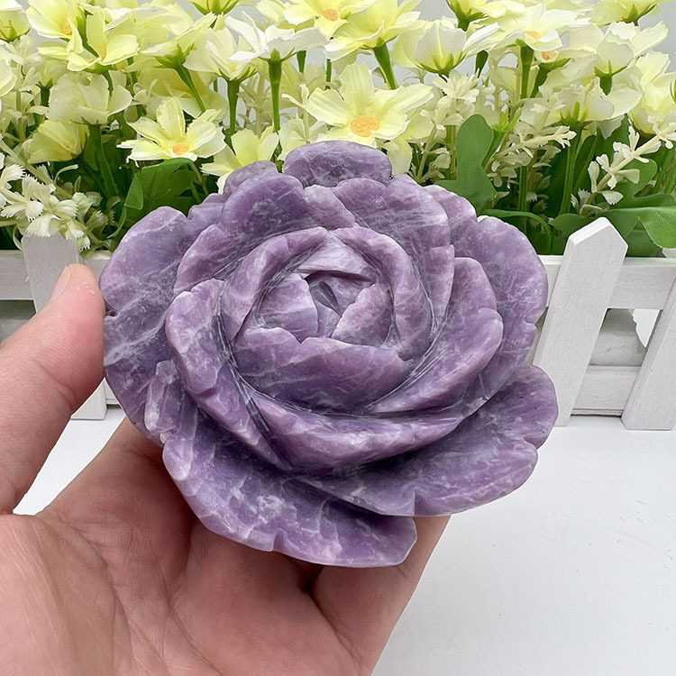 厂家批发天然原石紫丁香莲花雕刻家居装饰摆件办公室桌面饰品