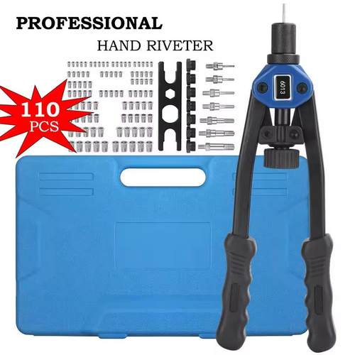 现货110pcs手动拉柳枪铆钉套装M3-M12螺纹螺母铆钉枪