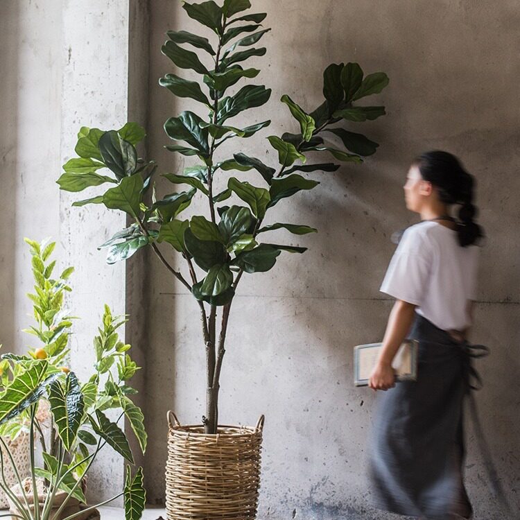 仿真绿植琴叶榕盆景盆栽大型假绿植室内装饰落地北欧美式摆件