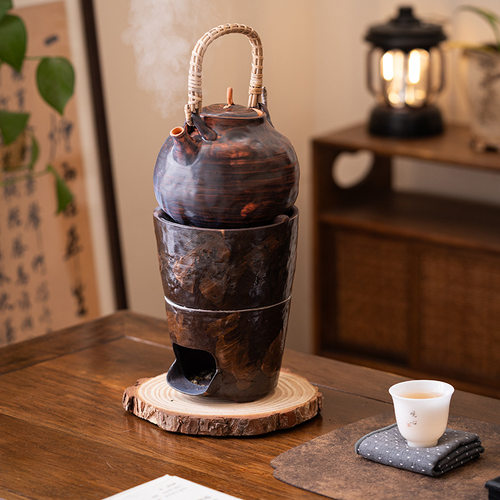 复古烧水煮茶炉提梁壶套装烤茶炉围炉煮茶烤火炉室内碳炉泡茶煮茶
