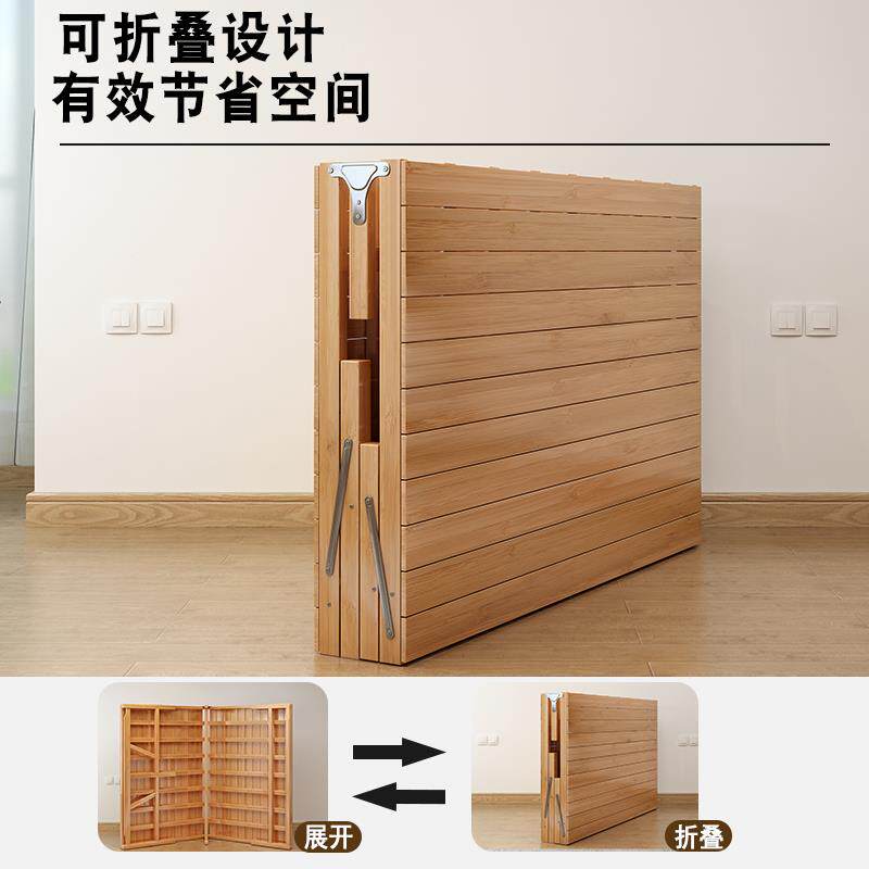 凉9W竹床折叠床单人双VHX人易家简用休床午成人出租房床实木加固