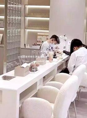 双DDI美甲桌尘椅套装奶油风美美甲椅人单人三人甲店吸器网红日式