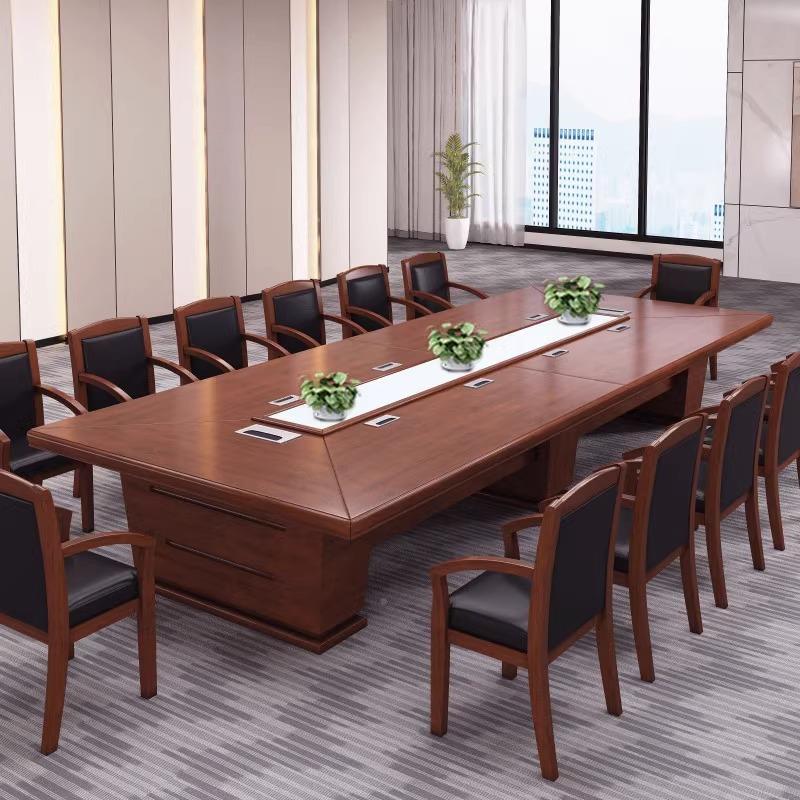 东新广中式烤漆实会议桌椅组合大型会洽谈开油漆木办公桌条形GBE