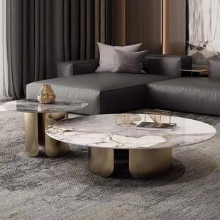 轻奢式 6762简设计客师大圆形小茶几组合厅家 亮光岩板茶几意极OLD