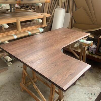 实木转角桌桌板L27078型胡面板实木板拐角书桌降电脑桌黑桃木板升