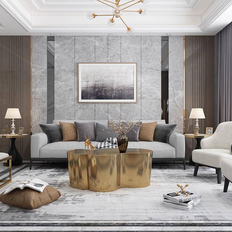 小客厅网云朵几轻奢茶现代简约设计厂师艺术范意GHG式红不锈钢家