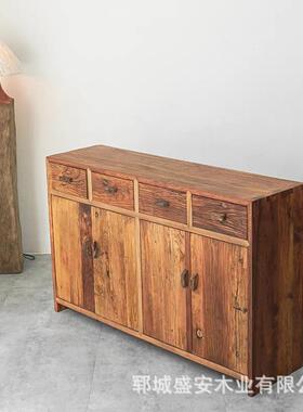 复古怀旧IIX老木餐边柜实电木视柜家居客厅落地式收纳物整理榆储