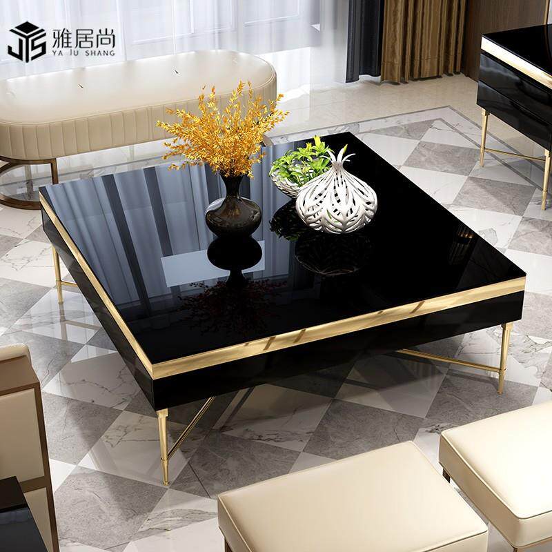 钢轻高端不锈电视柜无品牌/茶几正方实形客厅现代家具收奢纳木家用玻璃