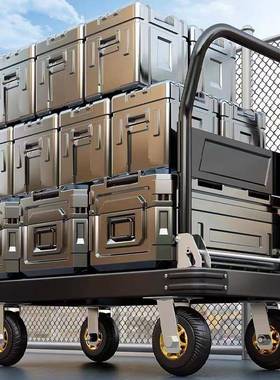 行李推车拉货手拉车四轮拖车叠便携快递平小板RHE搬车仓库推折货