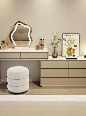 极岩窄3风cm板梳妆台一体斗柜卧室PWD床尾柜超窄0化妆台奶油收纳