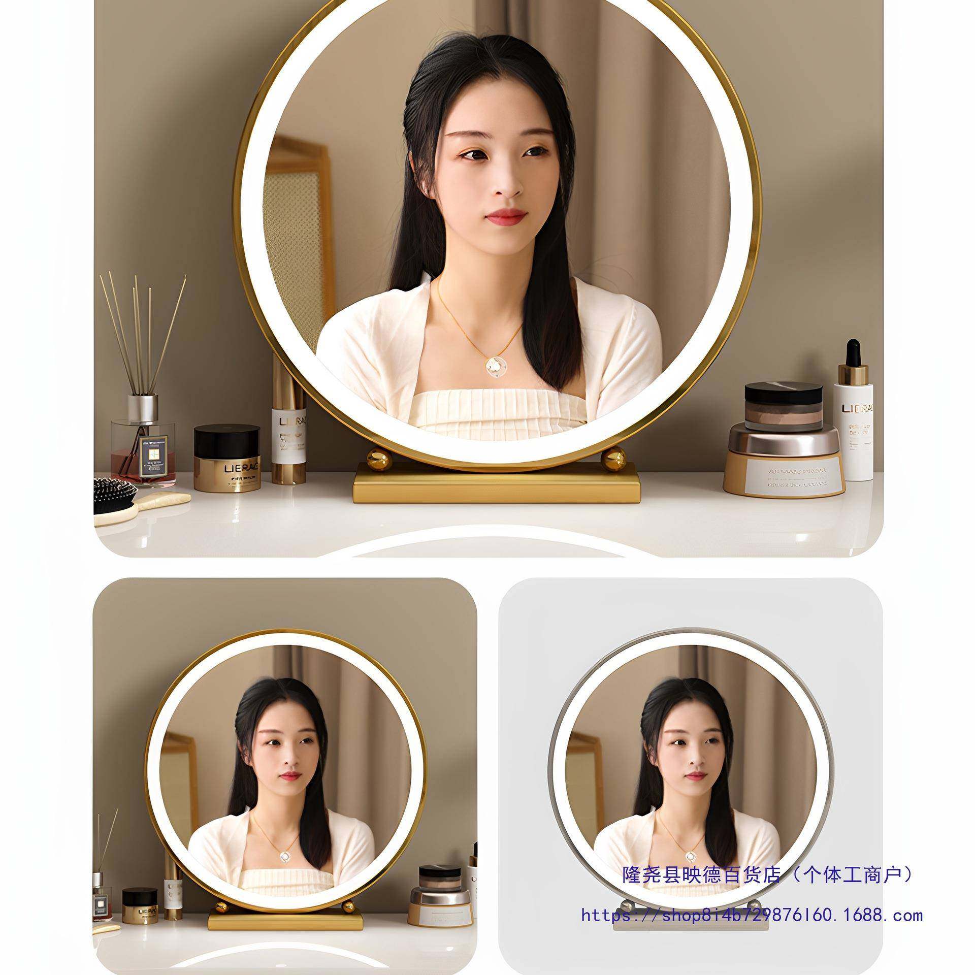 轻WPG奢化妆圆形能梳妆主镜卧台式桌面简智约铁艺镜梳妆台大镜子,鲜花速递/花卉仿真/绿植园艺,其它园艺用品,淘宝优惠券,粉丝福利购,淘宝优惠卷