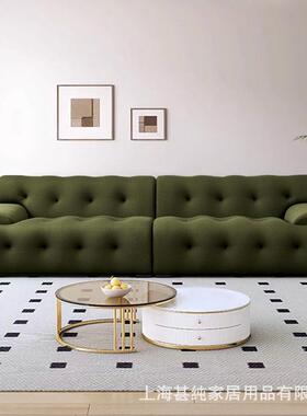 现代简约发罗奇堡沙设计客厅布直排小户型意式极简风DYV拉扣艺沙