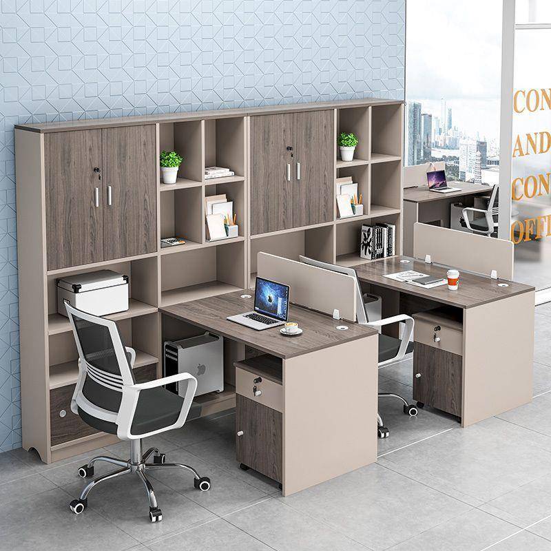 办公室职会员桌约简现代双人位高书椅柜员工位OHN计财务桌组合书