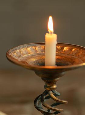 美式仿古做蜡烛烛漫台餐厅浪装饰道具光晚餐摆件中古旧蜡95862烛托台