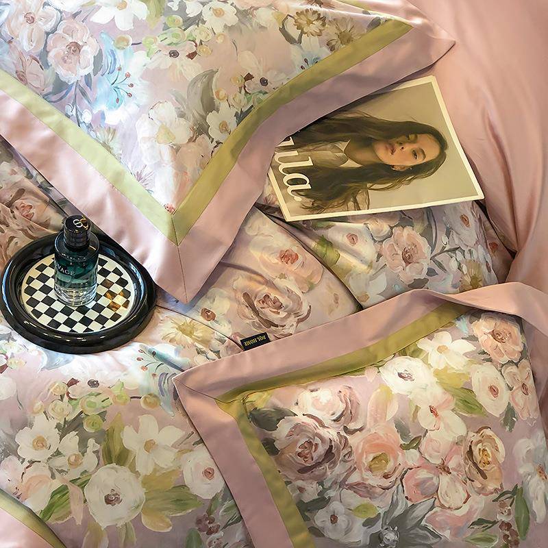 1GNF0床0复古美式长绒棉件套四裸睡高端数码印花被S套单纯棉1.8m