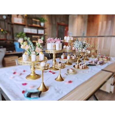 甜PVK品台属摆件冷茶歇摆台托盘展示架茶点台心架蛋糕架盘金干餐