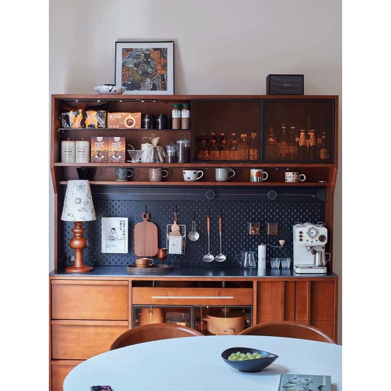 复实木法古式23401餐边柜靠墙一体古置柜客厅储物柜中茶物水柜双层橱柜