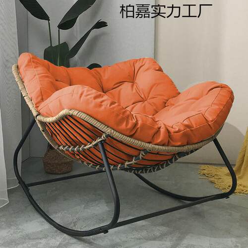 YAQ轻奢编藤摇摇椅可坐可台躺人椅阳家用休闲藤椅铁艺摇双懒人摇