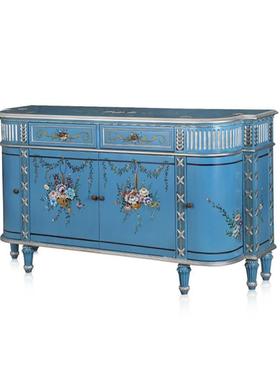 法式实木雕花彩绘卉花厅储物饰柜欧式门家具装CCU玄关柜