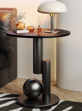 黑色边几几岩板沙发客厅家茶床头圆感极简设计师用可移OPO动小桌