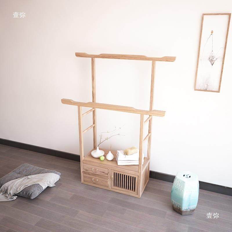 新中黑胡桃式民宿TVO酒店挂衣架实木落地客木约厅简现代置物架衣