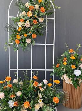 僮烨新款婚庆森系排花仿真绢OYV花地植装加饰尤利花排T台路引绿婚