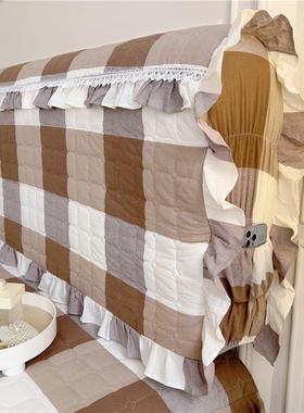 高档纯棉床裙加厚床罩三件套约格子床色织水洗70519棉1简8米全棉围裙套