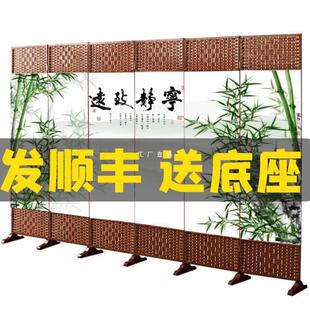 中式藤屏编叠帘MCJ风隔断客厅可折移动卧室遮挡家用玄关平风简约