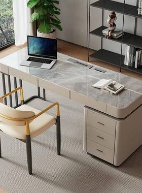 岩板户电脑桌意式轻奢桌42209办书椅组合家用现代小型公书酒店桌