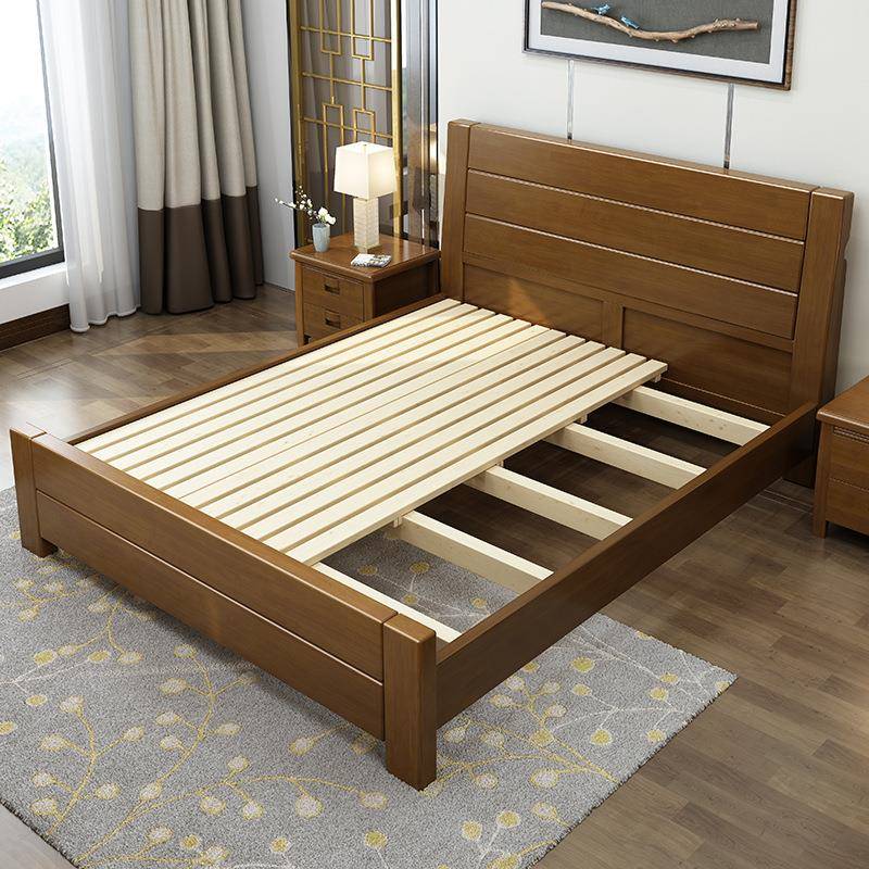 FUU木床双人床1.8米新中双人大.床15M现代简实约主卧式婚床工厂