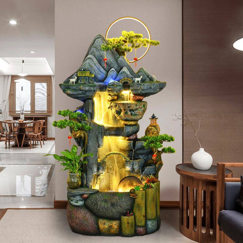 假水山创院意半手工室内庭招财流水生财景喷泉风水轮景造EFX鱼池