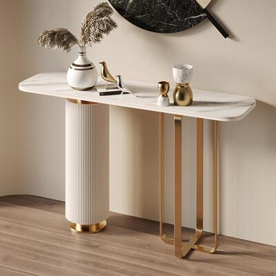 式轻关奢岩BMN意板玄关桌入靠墙不锈钢玄台现代简约民宿走廊端景