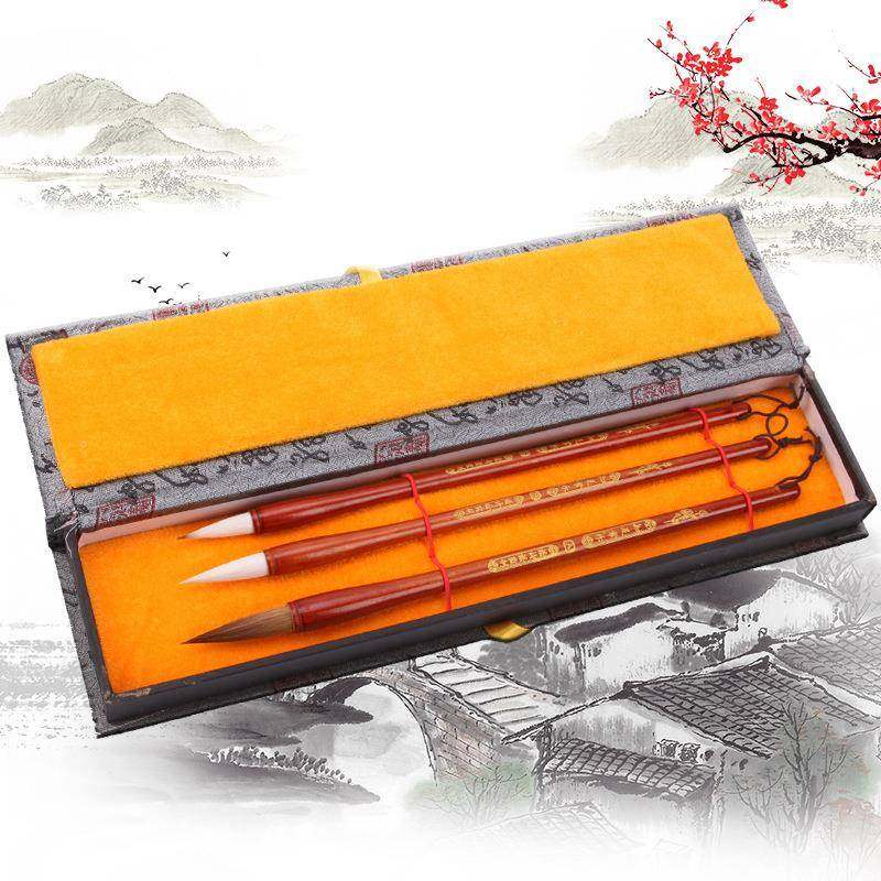 诺诗诺知足常乐大小中房楷狼兼羊毫毛笔成人初学AAO者文四宝套装