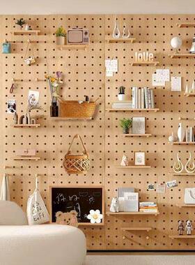 实卧木洞洞客厅室木墙面置物架上质隔墙板收纳墙UYD壁展示架挂板