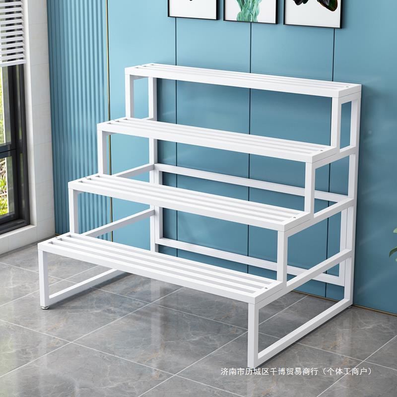 全钢花架15535架置物架阳台落式客厅地新款阶架梯带轮户外庭院多肉花子