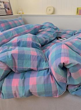 全棉色水织洗棉纯棉三件BHL套亲可肤A类裸睡四被套床单民宿酒店