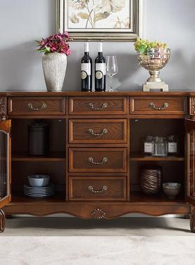 厨美碗式全实木餐边柜柜家饰用房储物欧式玄关柜装柜茶水VLS柜收