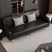 出租房布可折叠油两P用沙发猫爪皮LAF蜡U皮革艺三人小户型简易沙