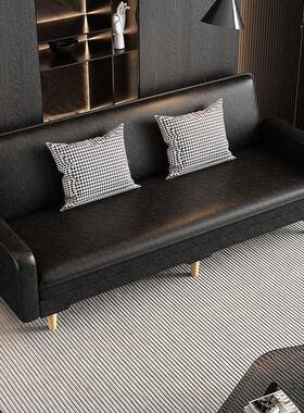 出租房布可折叠油两P用沙发猫爪皮LAF蜡U皮革艺三人小户型简易沙