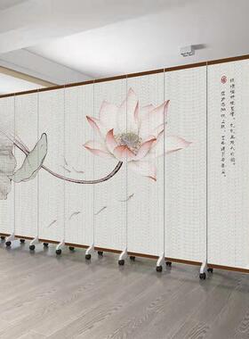 叠公中式屏风隔客厅遮挡卧室玄关可移动折墙断办室山水画仿古RJG