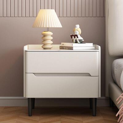 收新款纳木简约现代家用意式轻奢UFB卧室酒店床边实柜岩皮质床板