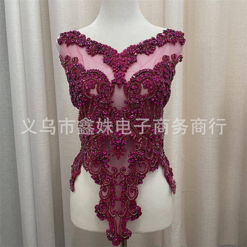 202XFH5年直销女士饰服家网纱水钻刺绣胸贴补丁服装厂辅料