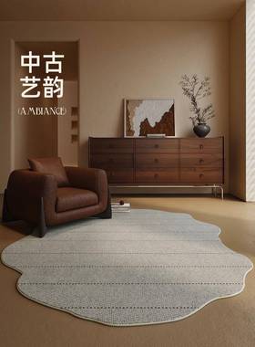 现代复古地客规则设计PIR卧室毯床边沙发毯法式中厅古地垫不防水