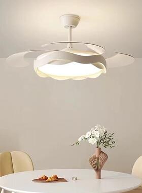 风扇灯餐厅新5款02一体吊扇灯法2式奶油风中AYO山灯隐形客厅电具