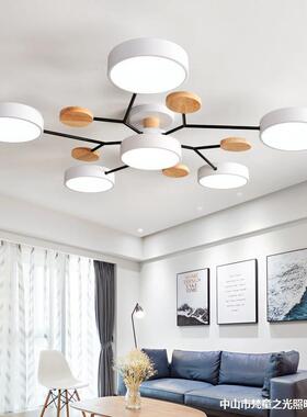 灯龙木马厅简约原木客客厅现代110V卡吸顶灯LE灯68782顶D吸顶灯卧