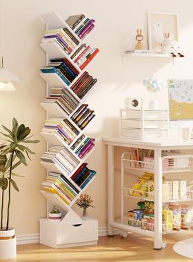 架落地置物木架床头ULK书柜子一体靠书墙客本厅实简易小型儿童绘